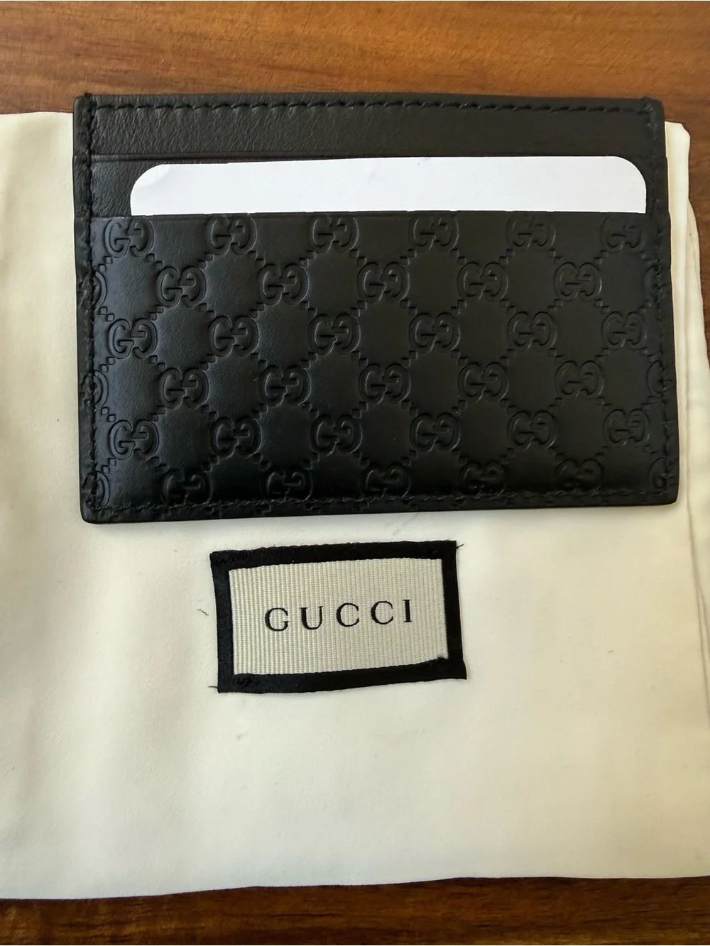 Gucci Black Embossed GG Leather Card Case